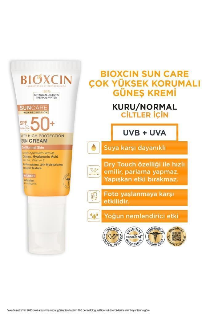 Bioxcin Sun Care Spf 50 Yüz Güneş Kremi 50 ml Kuru ve Normal Cilt + Vücut Güneş Spreyi 200 Ml
