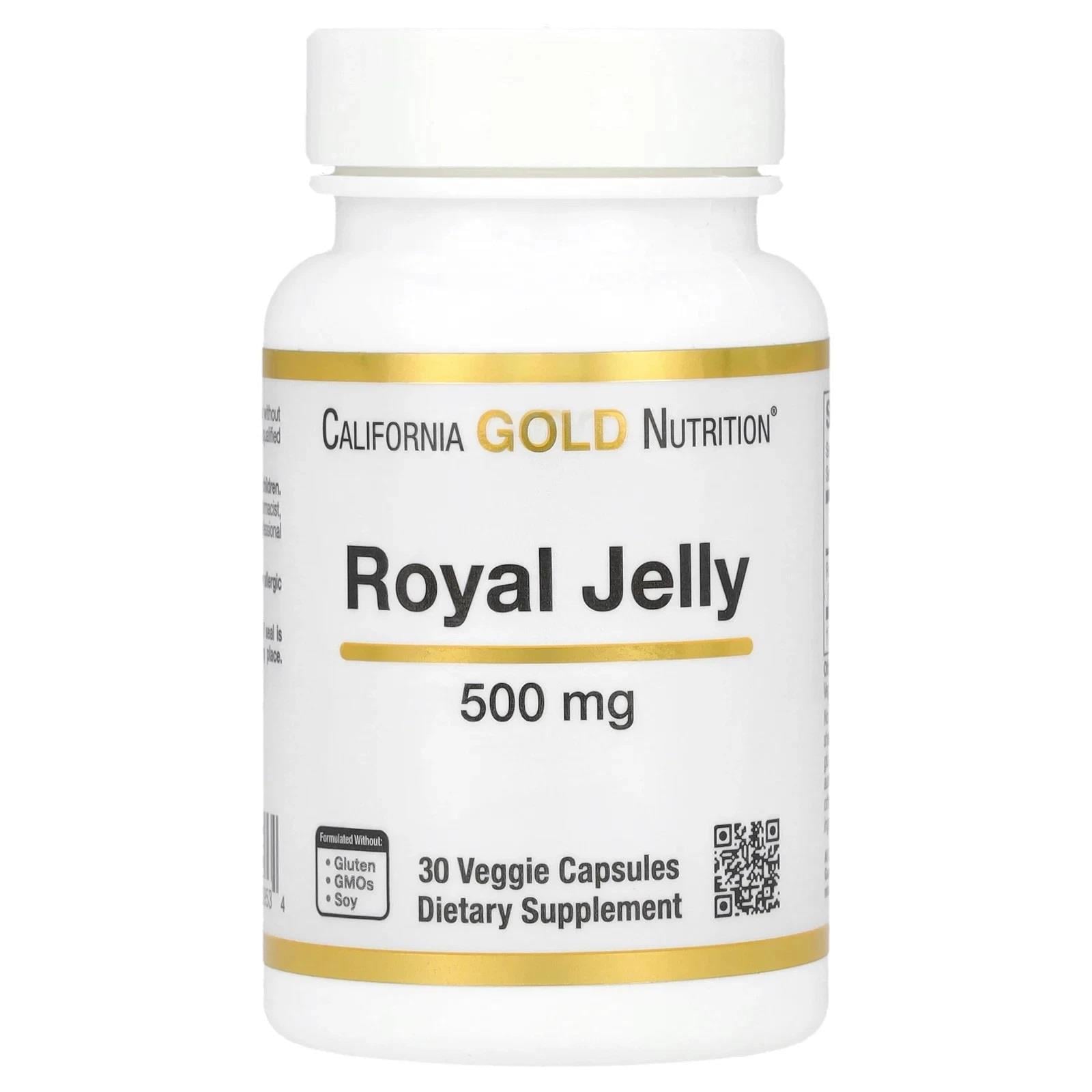 California Gold Nutrition Royal Jelly 500 mg 30 Veggie Capsules-California Gold Nutrition