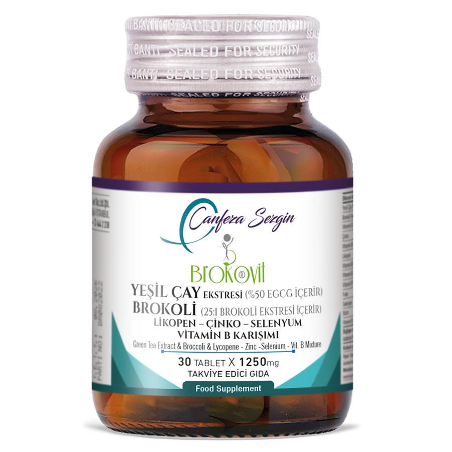 Canfeza Sezgin Brokoli Yeşil Çay Ekstresi Likopen Çinko Selenyum Vitamin B 30 Kapsül-CANFEZA SEZGİN