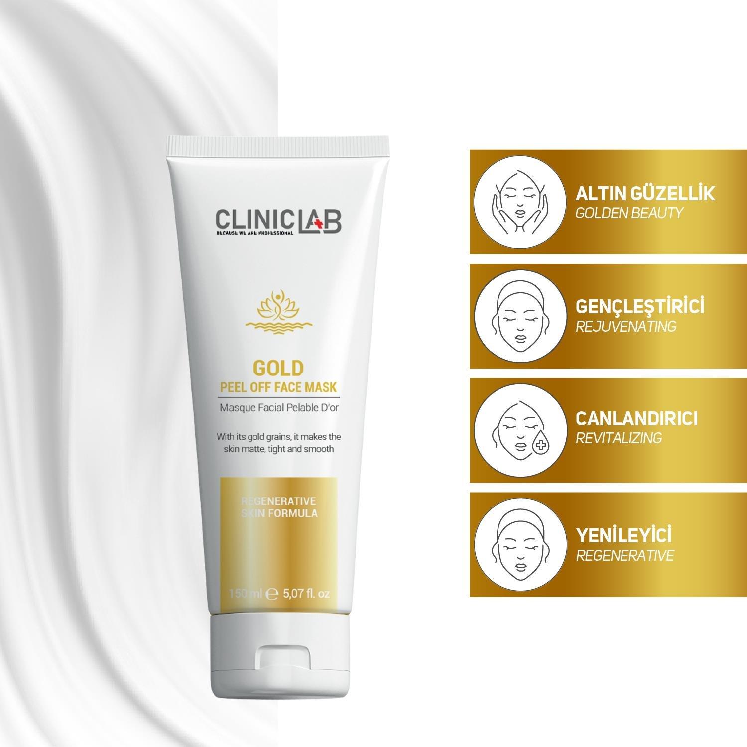 Cliniclab Pro+ Soyulabilir Altın Yüz Maskesi 150 ml-Cliniclab