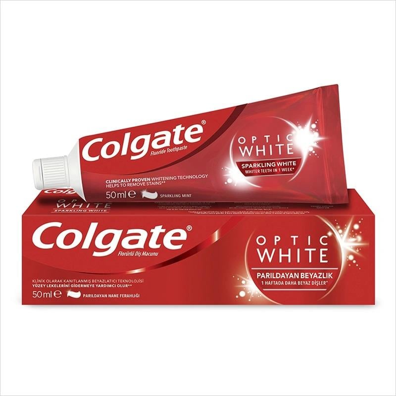 Colgate Diş Macunu Optic White Parıldayan Beyazlık 50 ml-Colgate