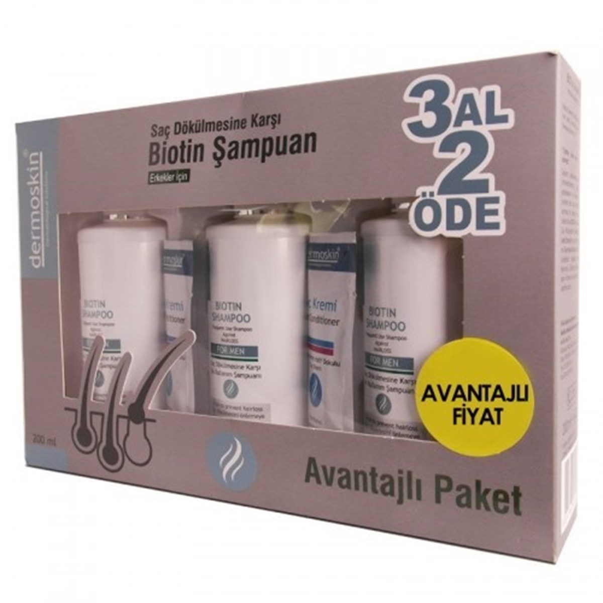 Dermoskin Biotin Şampuan 3 Al 2 Öde Avantaj Paketi Erkek