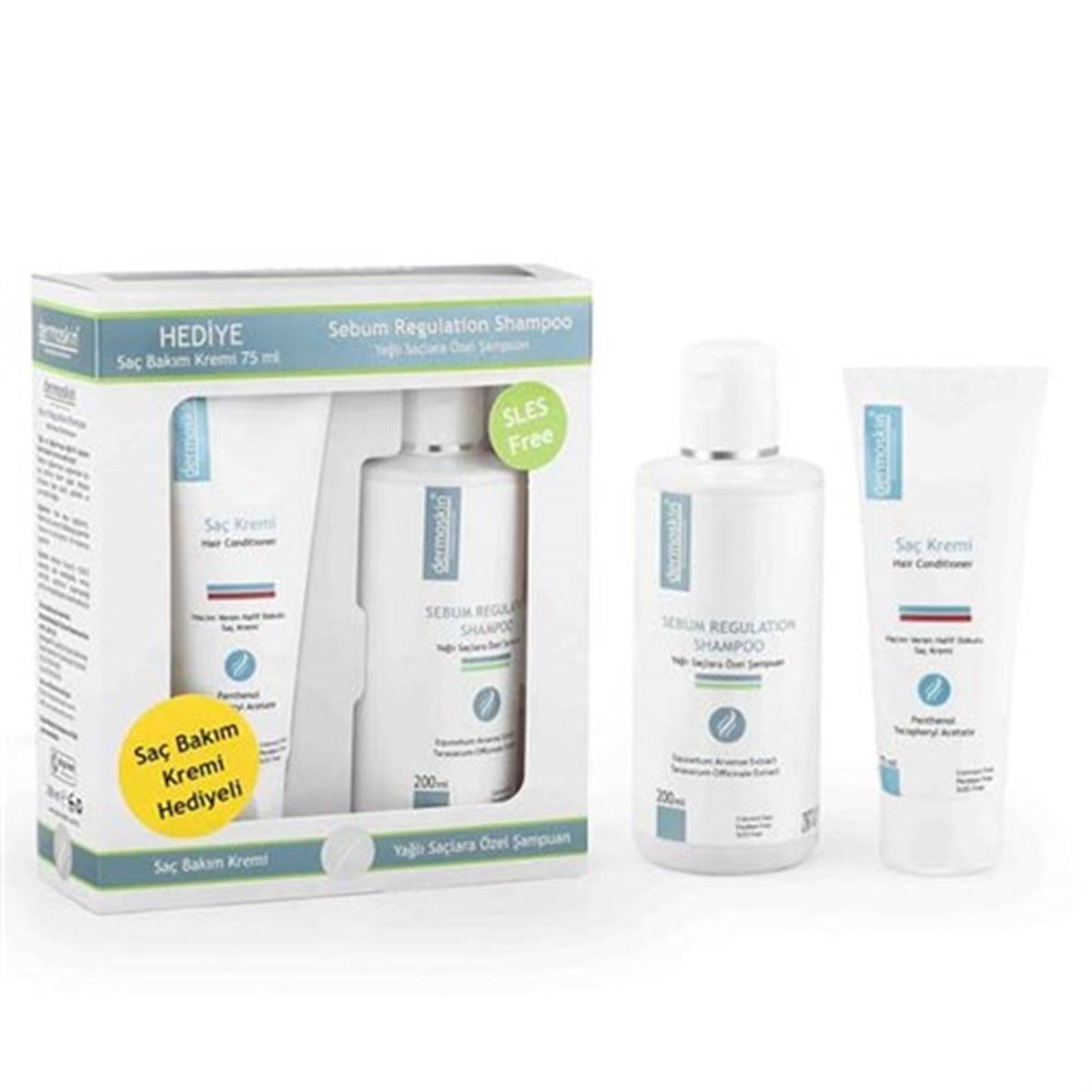 Dermoskin Sebum Regulation Shampoo 200 Ml Yağlı Saçlara Özel Şampuan + Saç Bakım Kremi 75 Ml Hediye