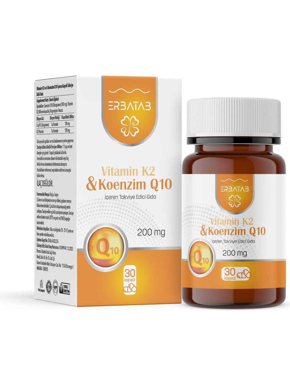 Erbatab Vitamin K2 ve Koenzim Q10 30 Kapsül-Erbatab