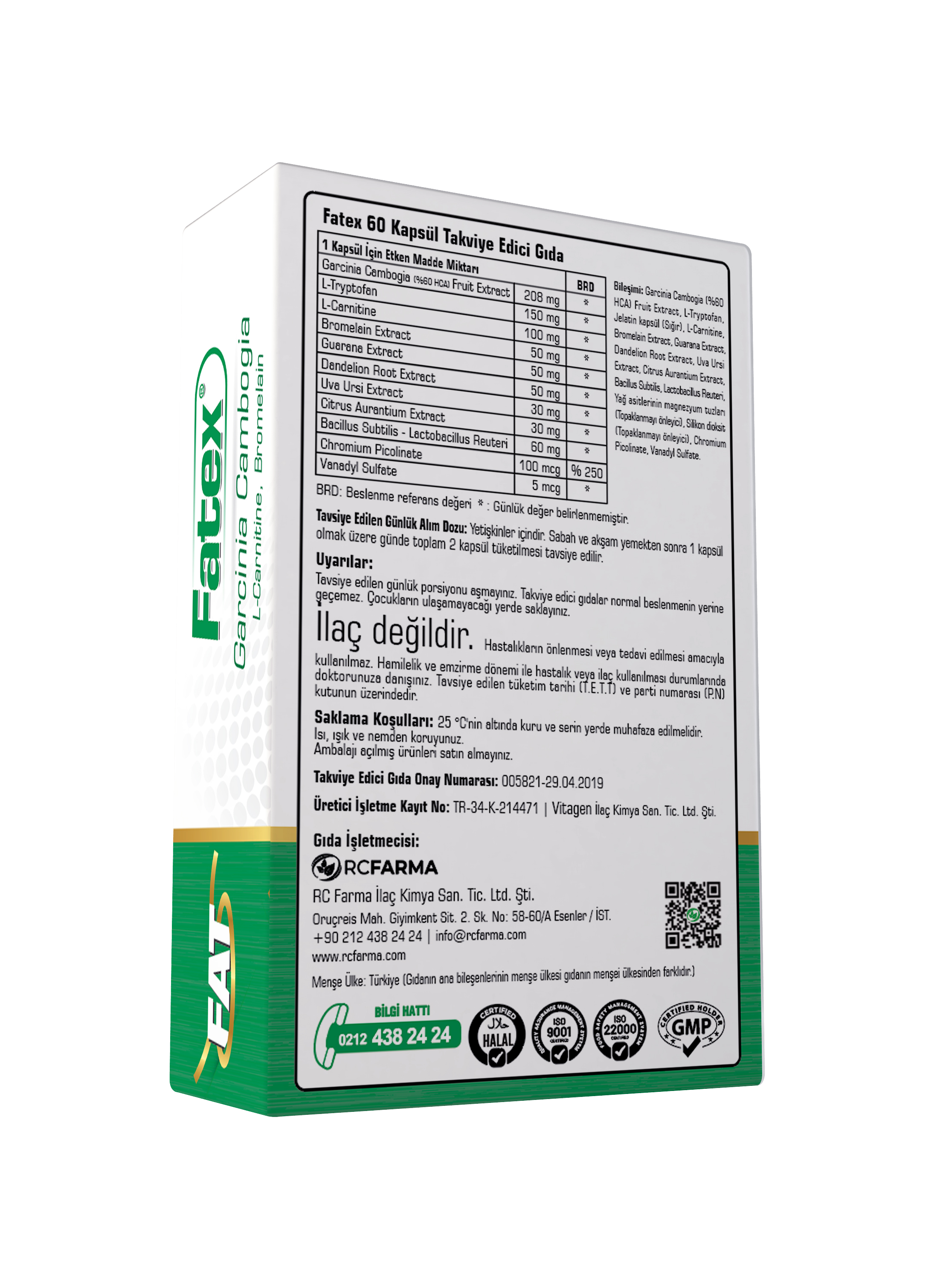 Fatex Garcinia Cambogia L-Carnitine Chromium 60 Kapsül-RCfarma