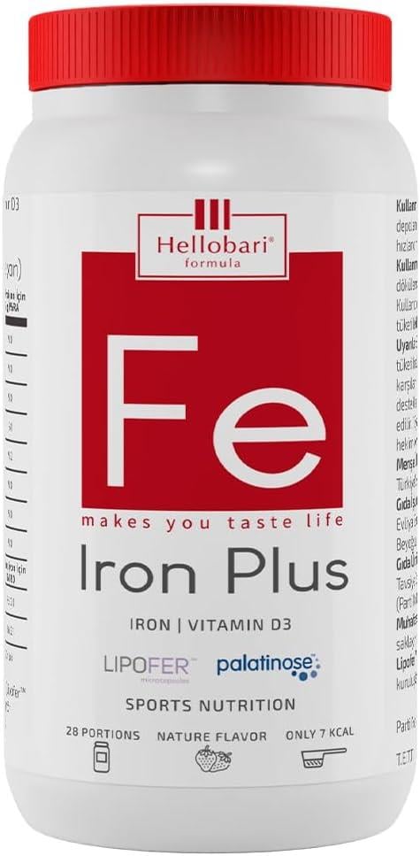 Hellobari Formula Iron Plus Doğal Çilek Aromalı 28 Porsiyon-Hellobari Formula