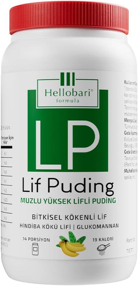 Hellobari Formula Lif Puding Doğal Lif Kaynağı Glukomannan Hindiba Kökü Lifi 14 Porsiyon Muzlu-Hellobari Formula