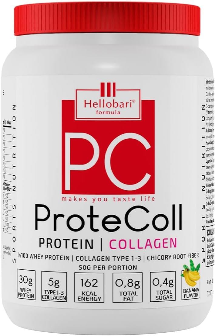 Hellobari Formula Protecoll Whey Protein&Kollajen Muz Aromalı 10 Porsiyon-Hellobari Formula