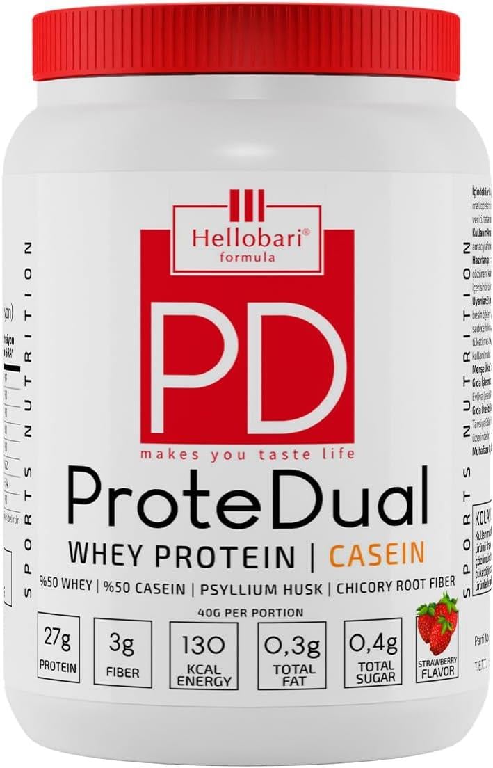 Hellobari Formula Protedual Whey Protein Kazein Proteini Çilek Aromalı 28 Porsiyon-Hellobari Formula