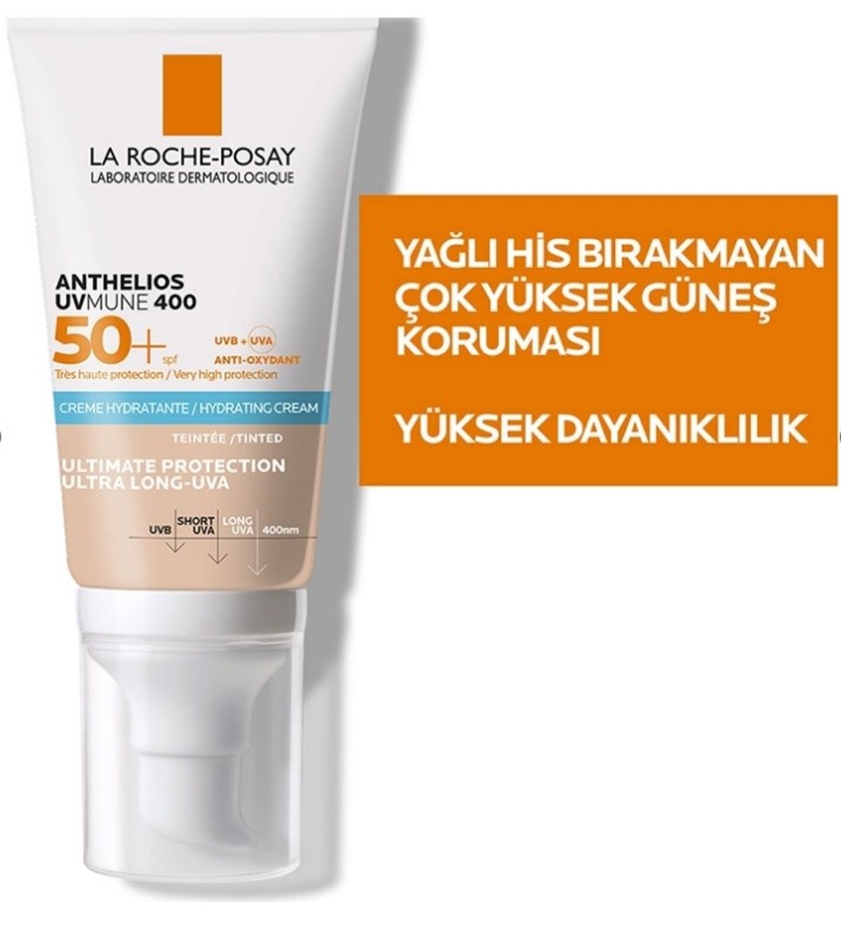 La Roche Posay Anthelios Uvmune Ultra Creme Renkli SP50+ 50 ml Tüm cilt tipleri için Güneş Koruyucu