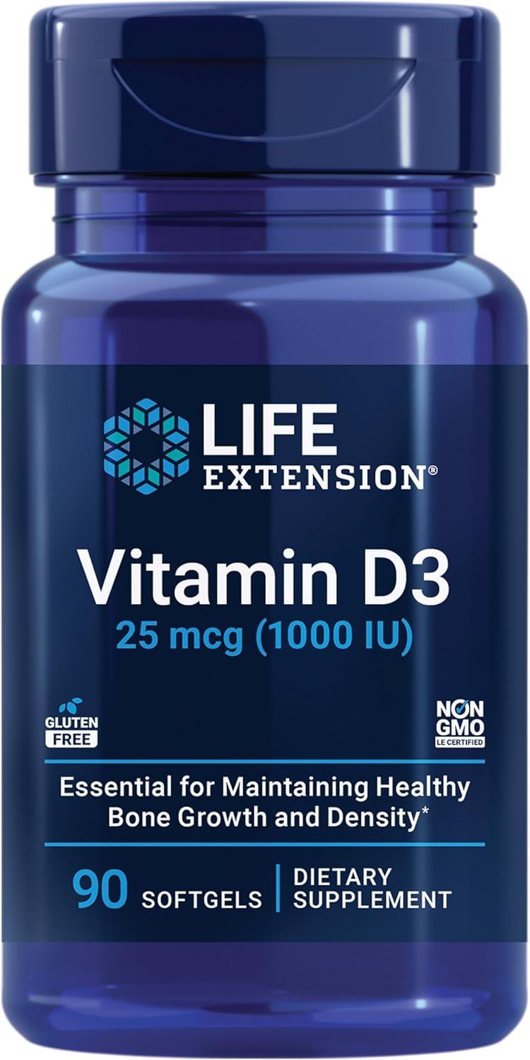 Life Extension Vitamin D3 25 mcg 1,000 IU 90 Softgels-Life Extension