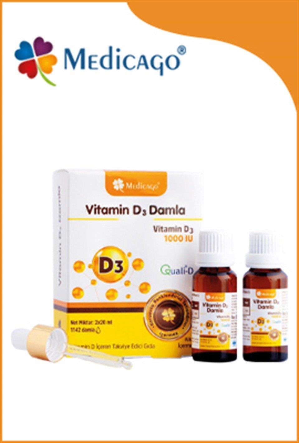 Medicago Vitamin D3 Damla 2 x 20 ml-MEDİCAGO