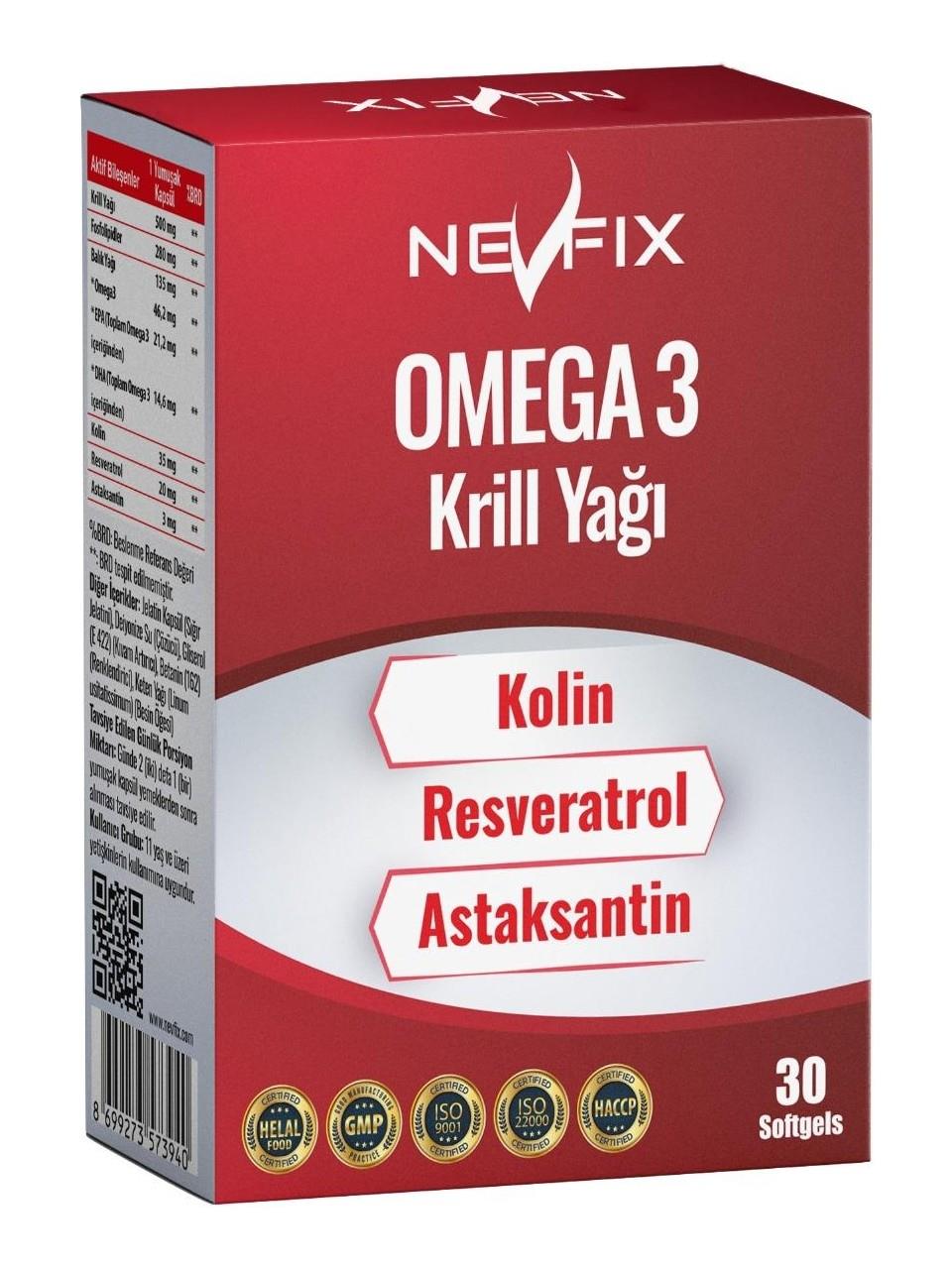 Nevfix Krill Yağı Kolin Resveratrol Astaksantin Fosfolipidler 30 Softgel-Nevfix