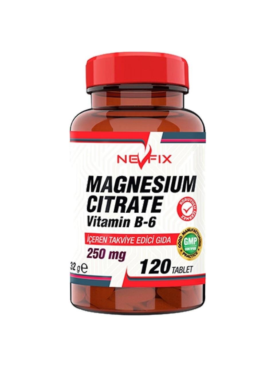 Nevfix Magnesium Citrate Vitamin B6 120 Tablet-Nevfix