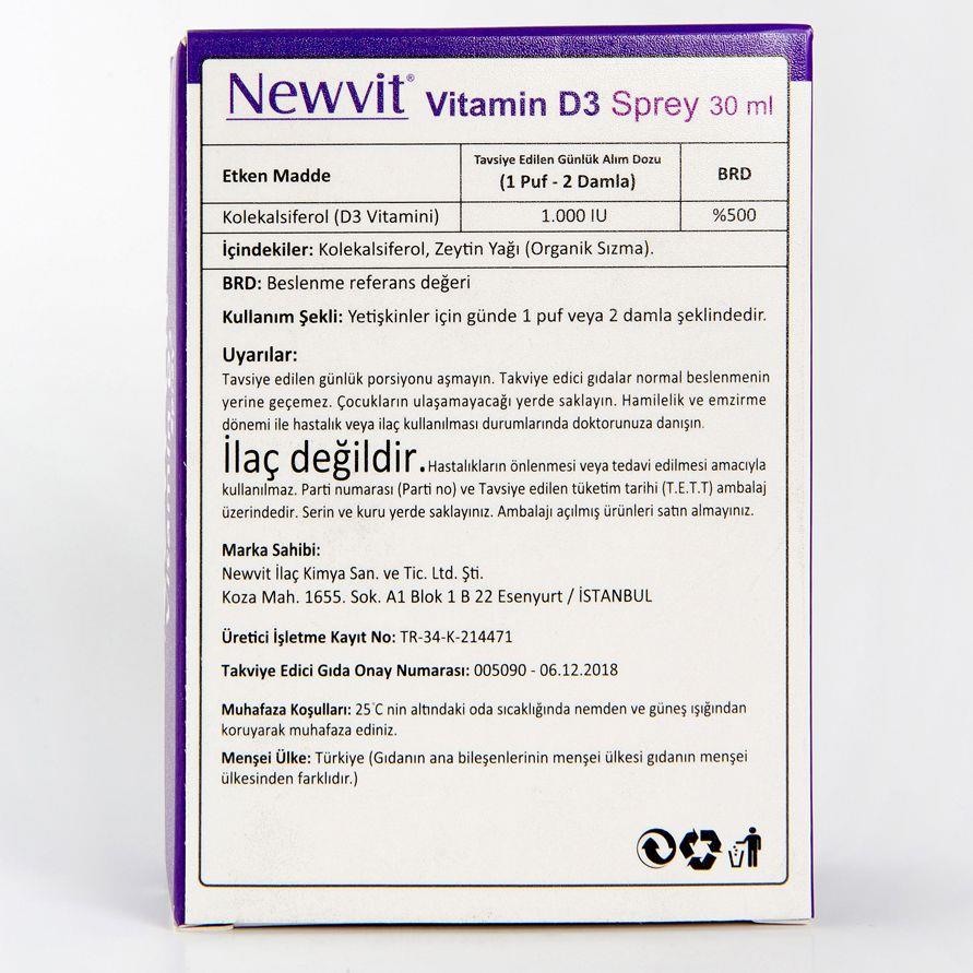 Newvit Vitamin D3 Sprey Damla 1.000 İU-RCfarma