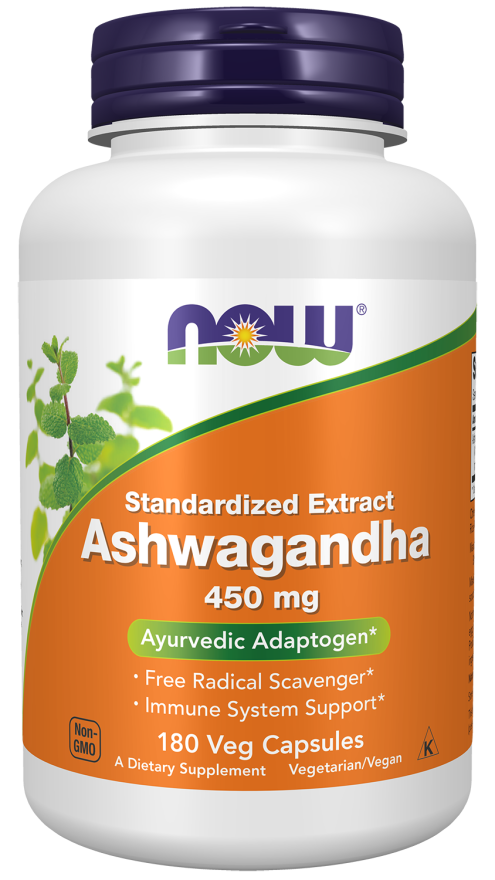 Now Foods Standardized Extract Ashwagandha 450 mg 180 Veg Capsules-NOW FOODS