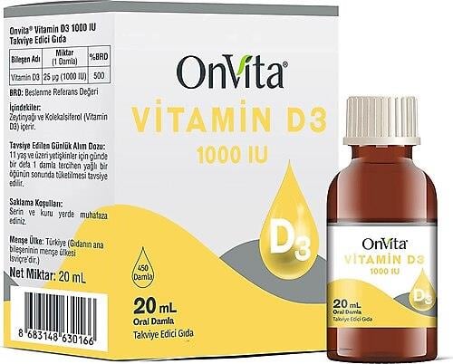 Onvita Vitamin D3 1000 IU Damla 20 ml-OnVita