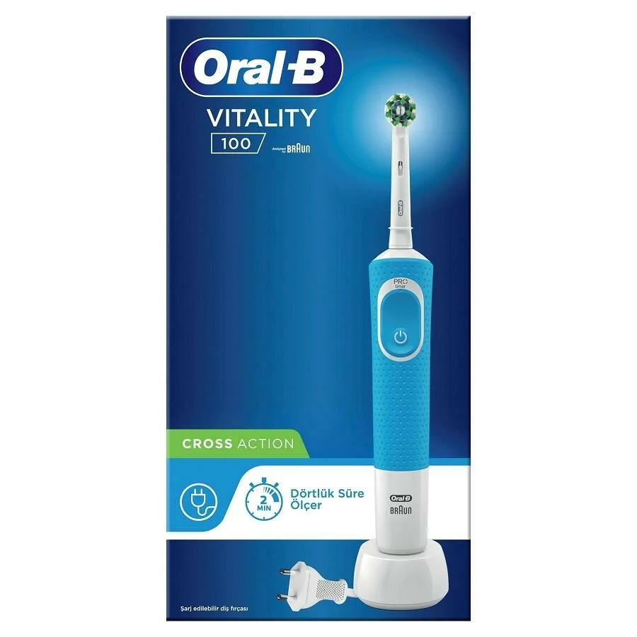 Oral-B Vitality 100 Quadrant Timer Cross Action Şarjlı Diş Fırçası Mavi-Oral-B