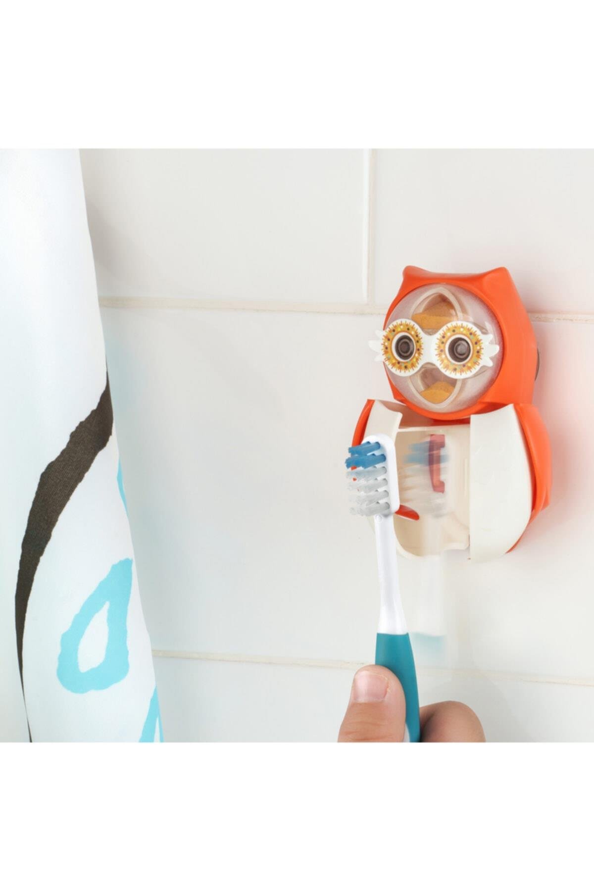 Rocs Flipper Zamanlayıcılı ( 1 Dakika ) Hijyenik Diş Fırçası Kabı Turuncu Baykuş-Rocs