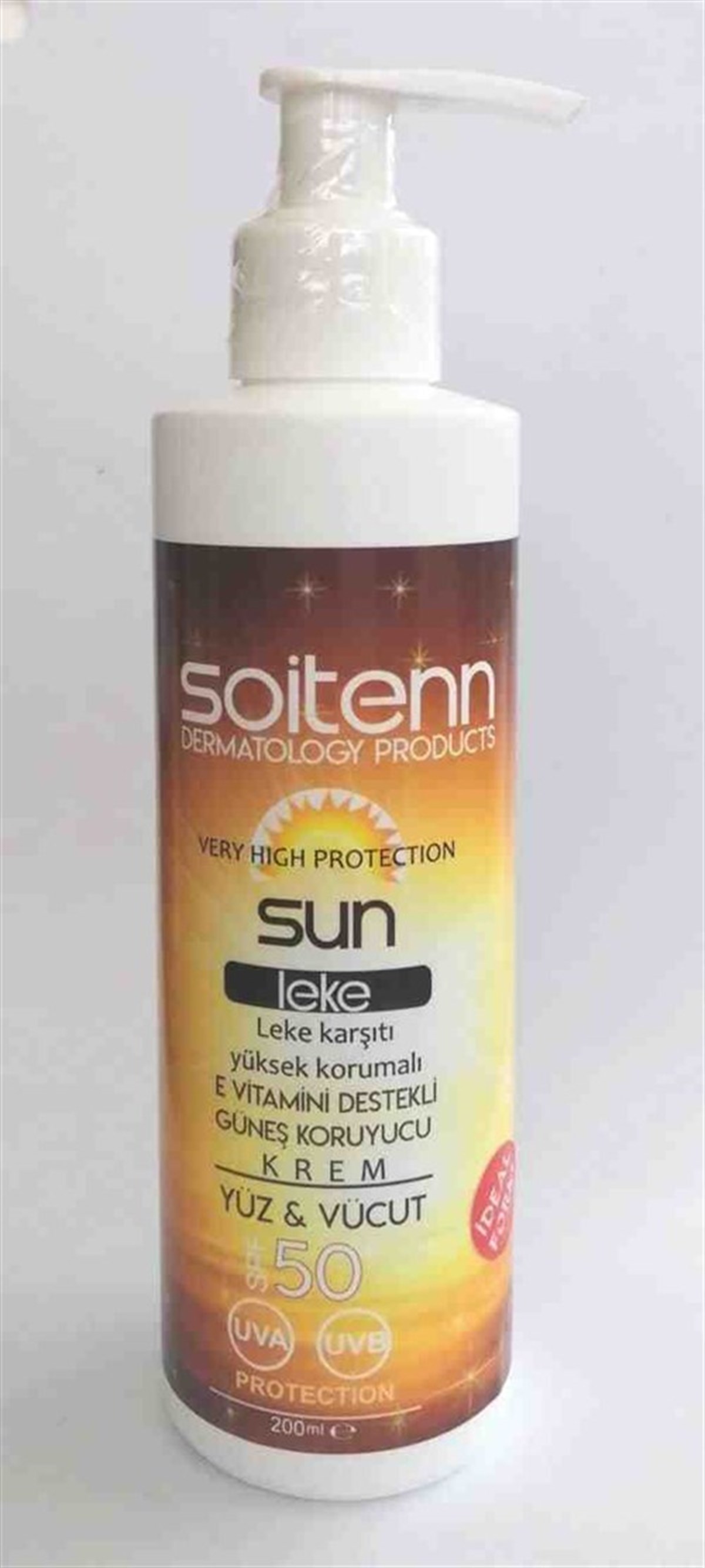 Soitenn Sun Leke SPF 50 200 Ml ( Yüz & Vücut İçin Güneş Koruyucu Krem )