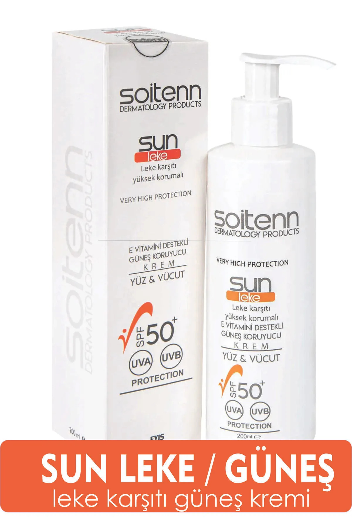 Soitenn Sun Leke SPF 50 200 Ml ( Yüz & Vücut İçin Güneş Koruyucu Krem )-Soitenn