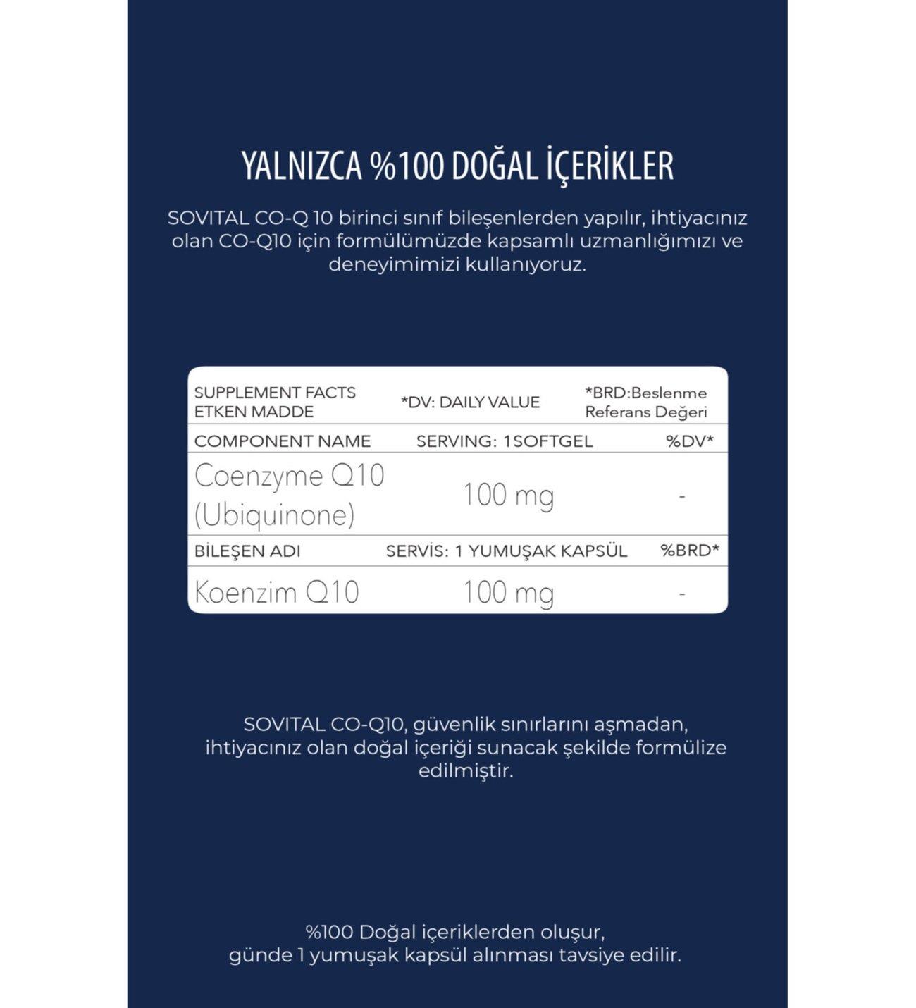 Sovital CO - Q10 100 mg 60 Yumuşak Kapsül-Sovital