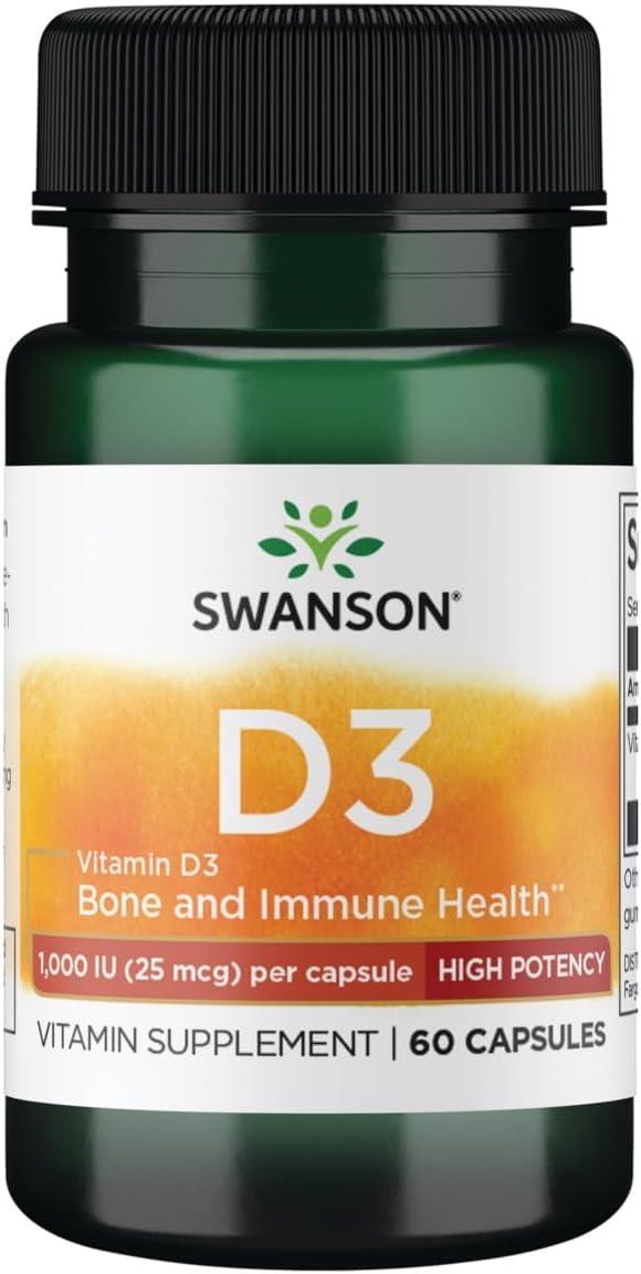 Swanson Vitamin D3 High Potency 1,000 IU 25 mcg 30 Capsules-Swanson