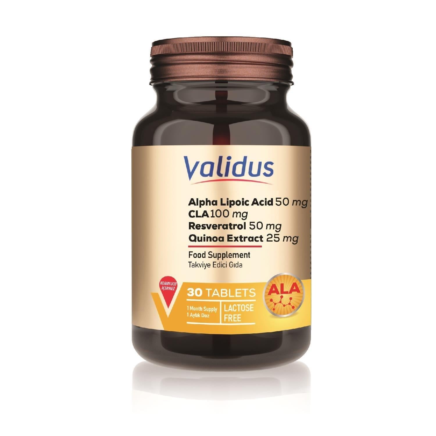 Validus Antioxidant Support Alpha Lipoic Acid + CLA + Resveratrol 30 Tablet-Validus