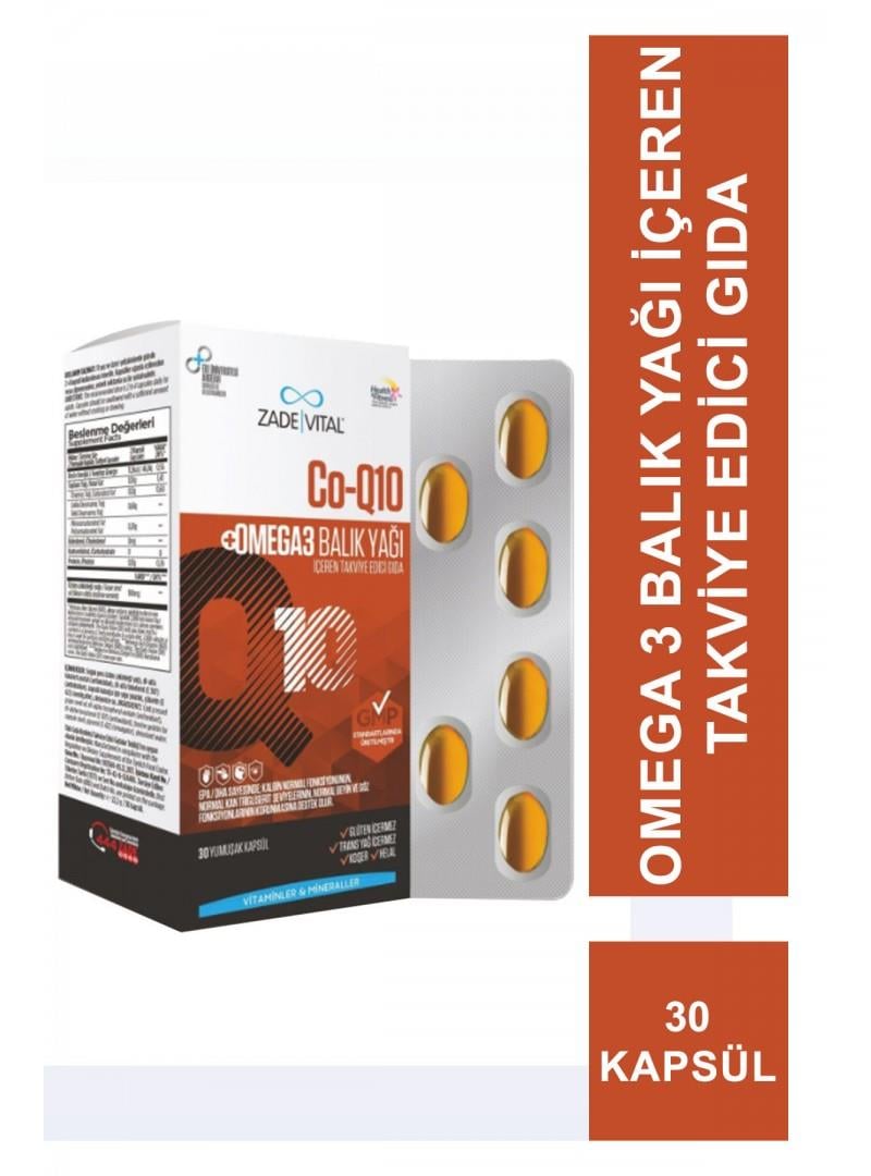 Zade Vital Co-Q10 Omega3 Balık Yağı 1000mg 30 Yumuşak kapsül-Zade Vital