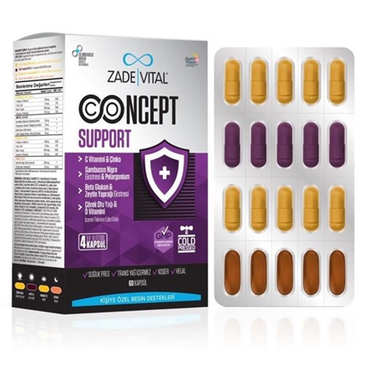 Zade Vital Concept Support 60 Kapsül Takviye Edici Gıda