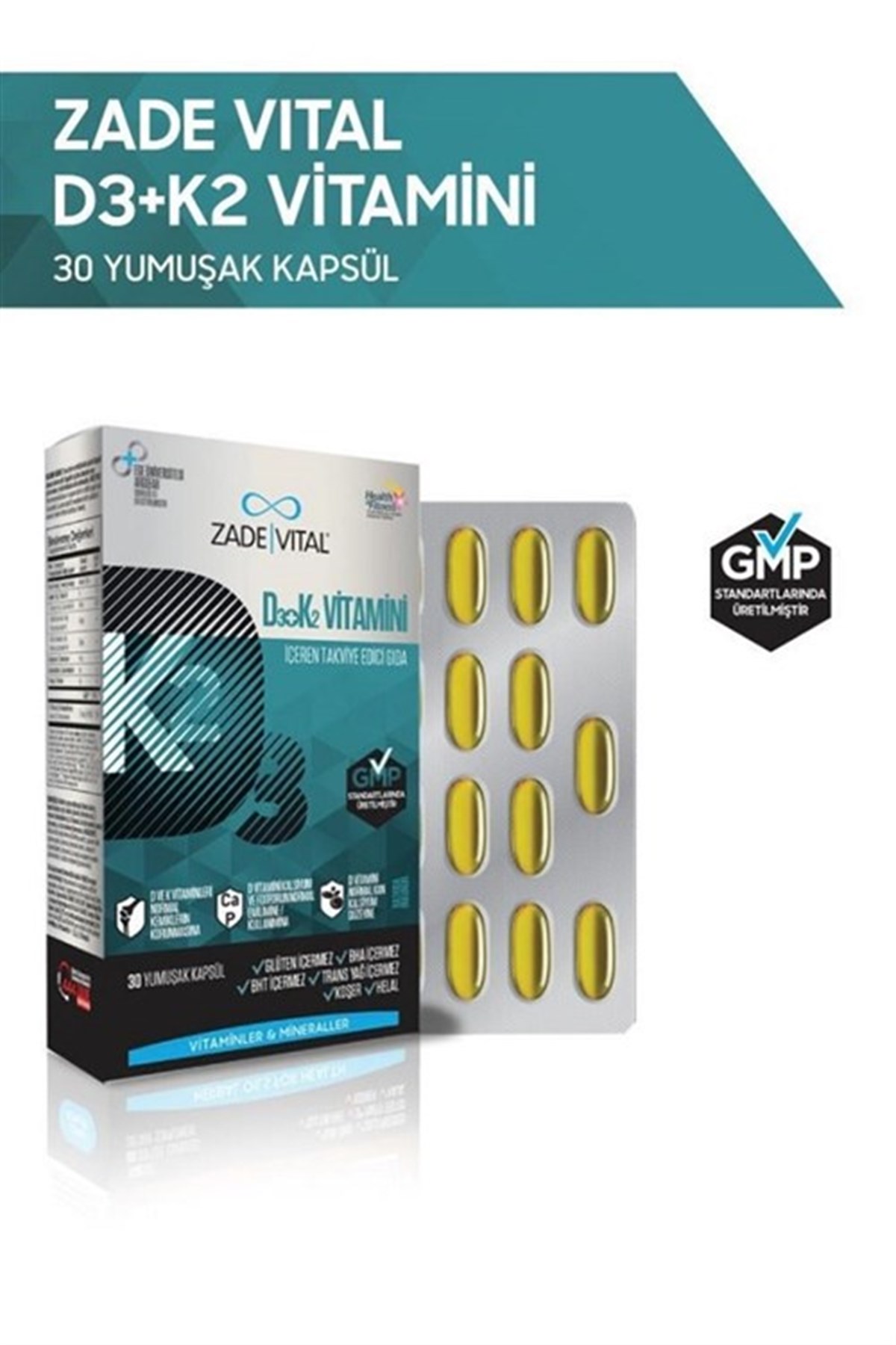Zade Vital D3+K2 Vit Blister 30 Kapsül
