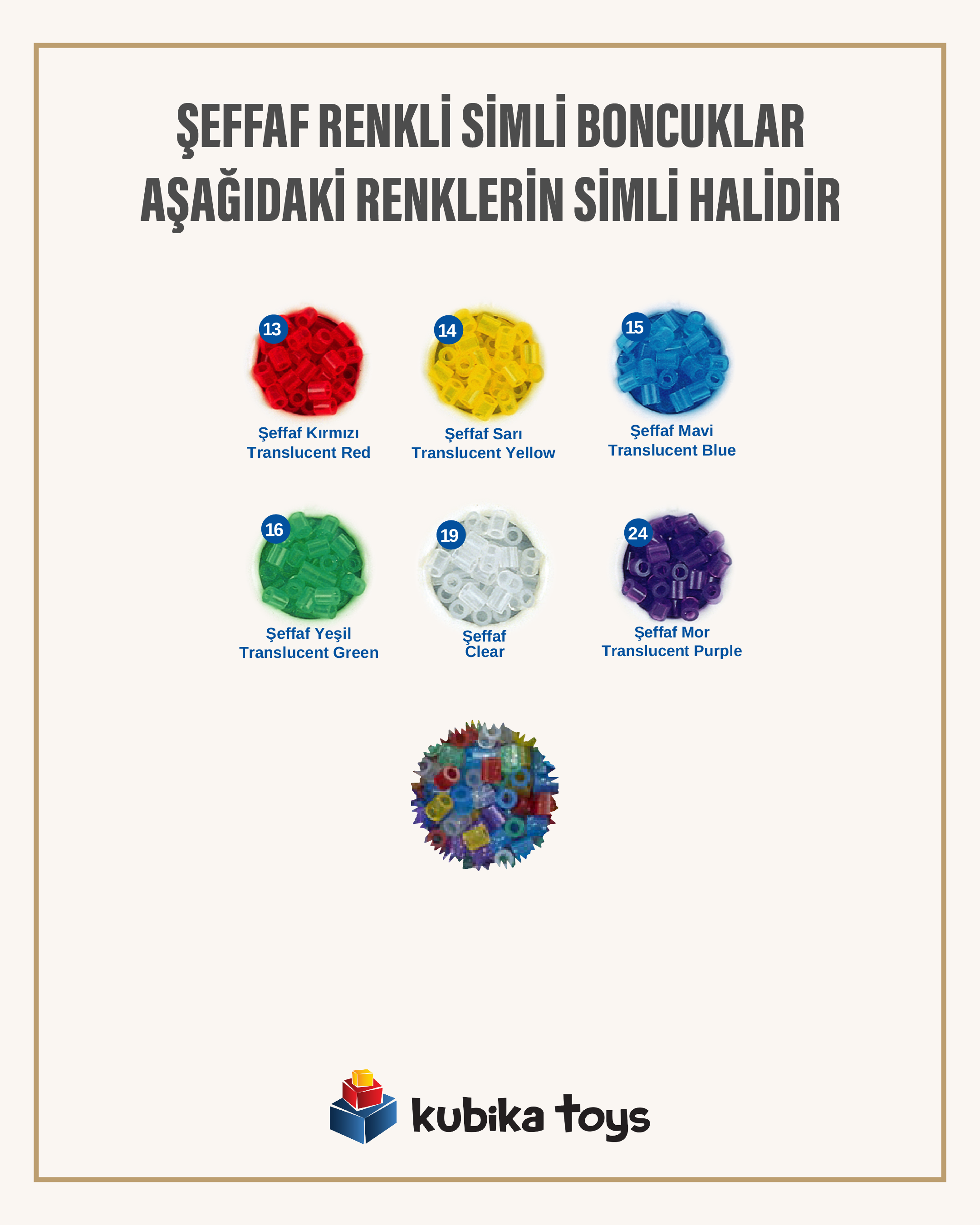 1.000'lik Hama Midi Boncuk - Şeffaf Simli Renkler