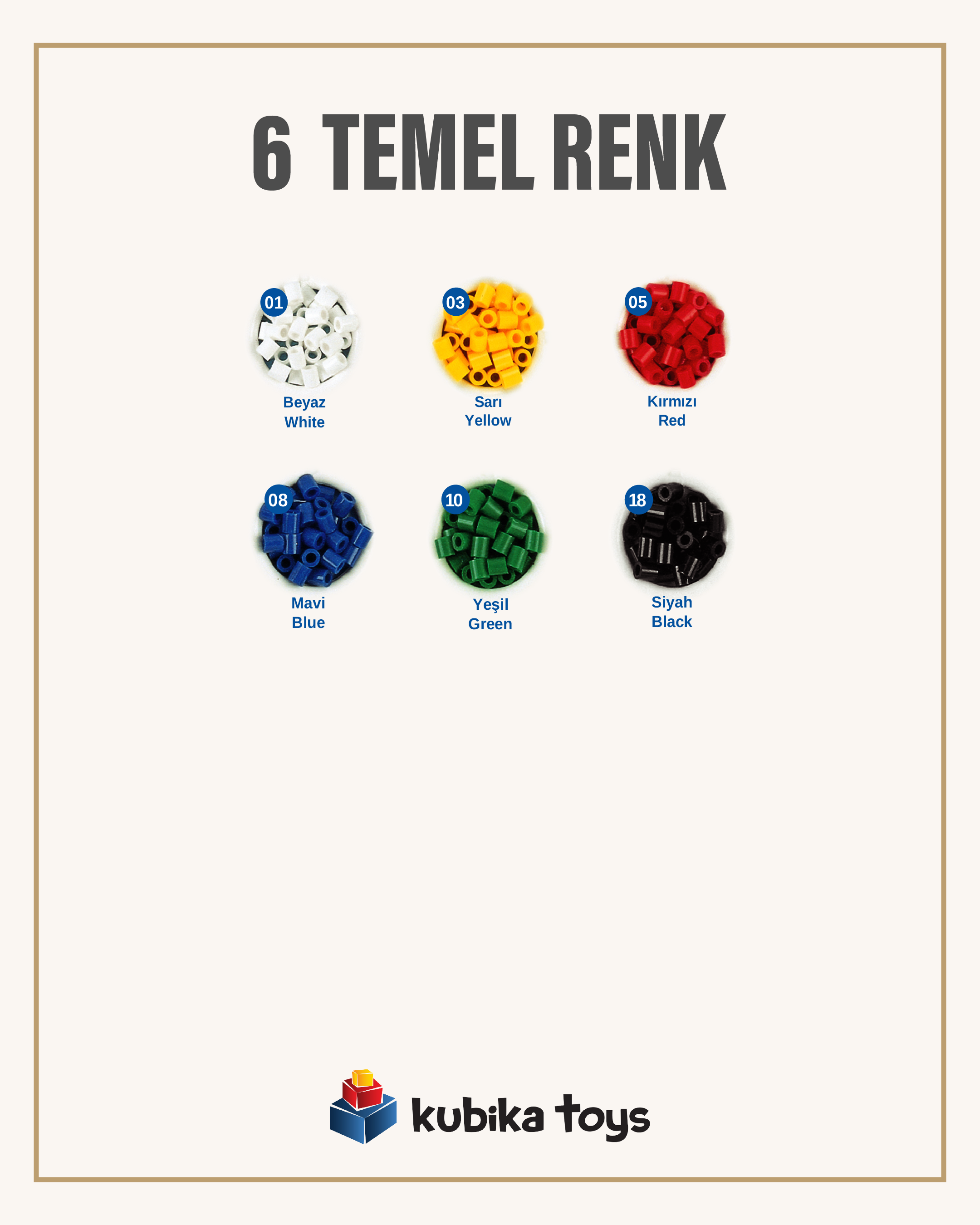 1.000'lik Hama Midi Boncuk - 6 Temel Renk