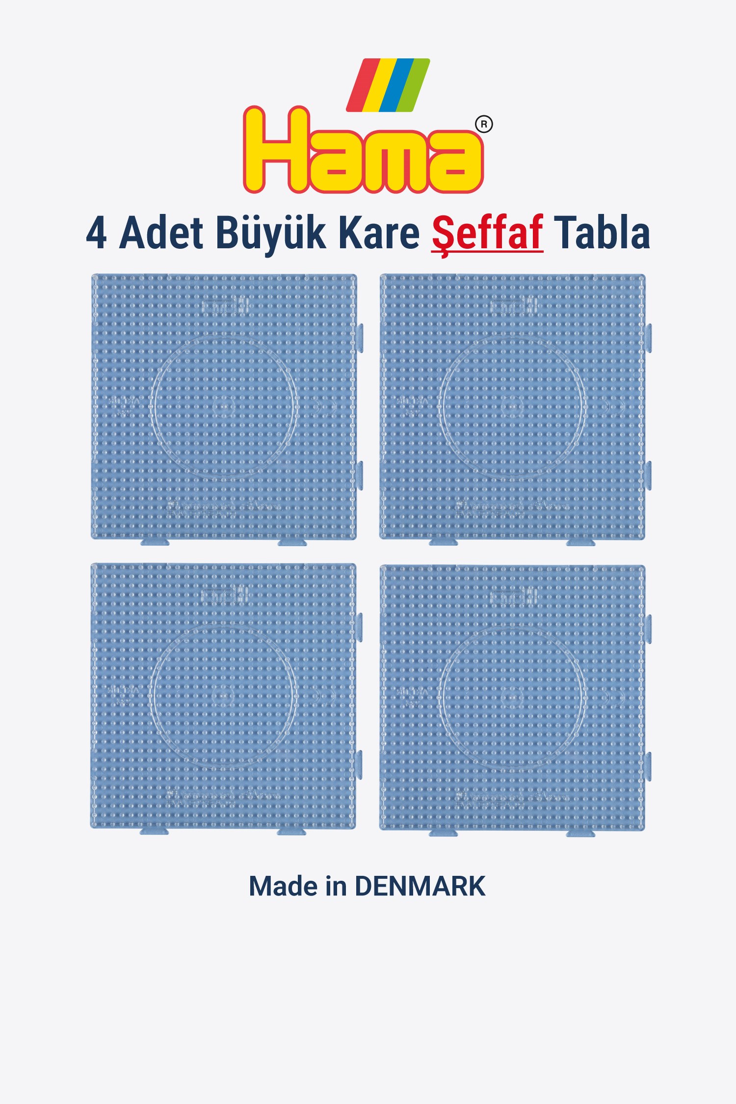 Hama Midi Boncuk Tablası - 4 Adet Büyük Kare Şeffaf Tabla