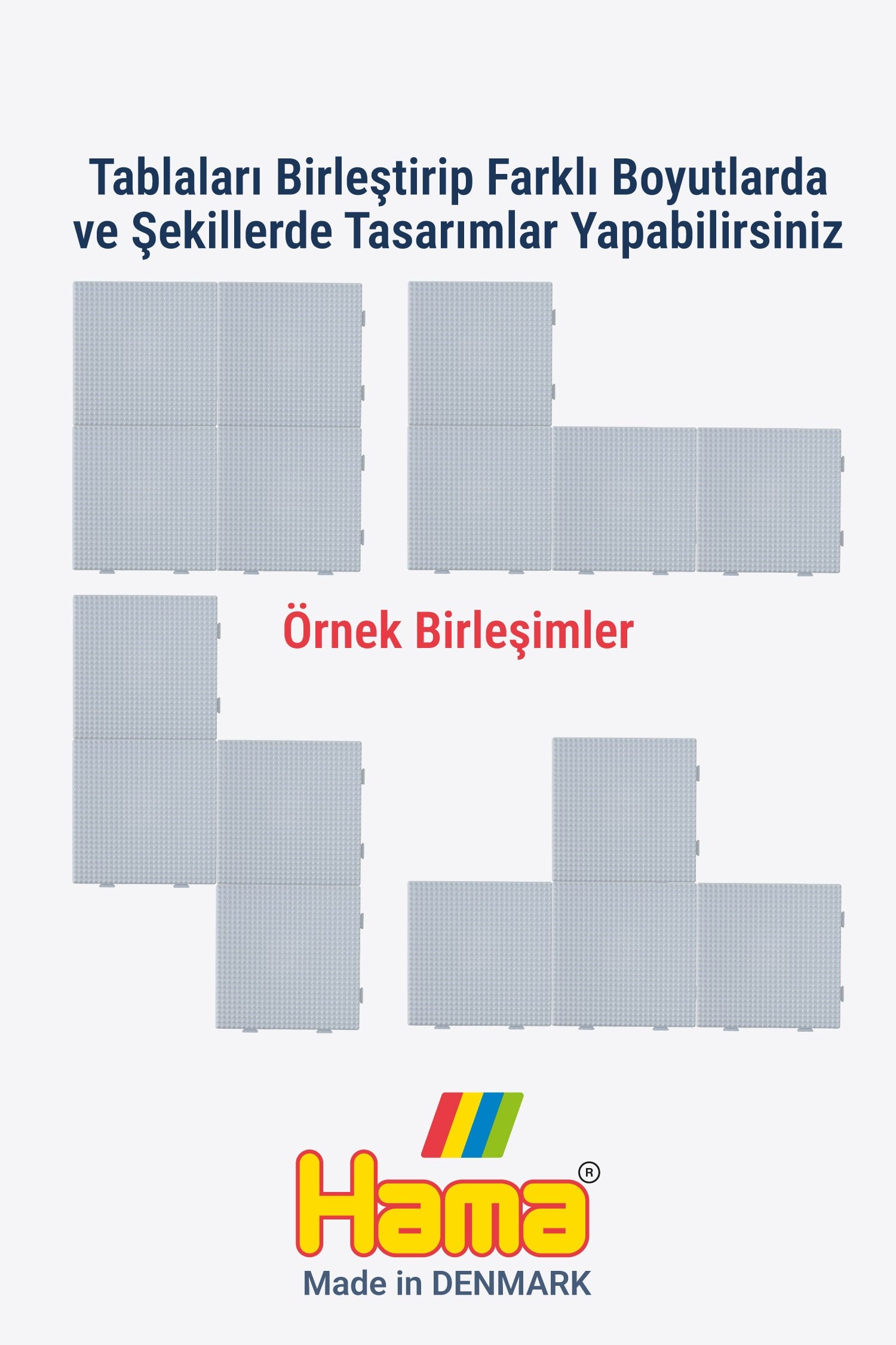 Hama Midi Boncuk Tablası - 4 Adet Büyük Kare Beyaz Tabla