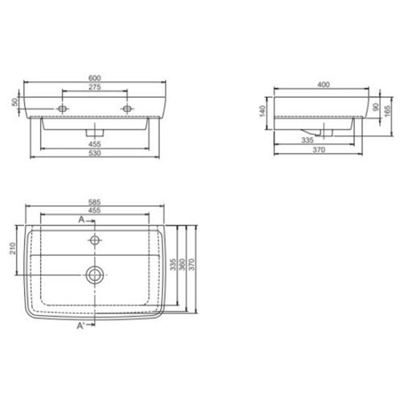 CERASTYLE DURU LAVABO 60x40 cm
