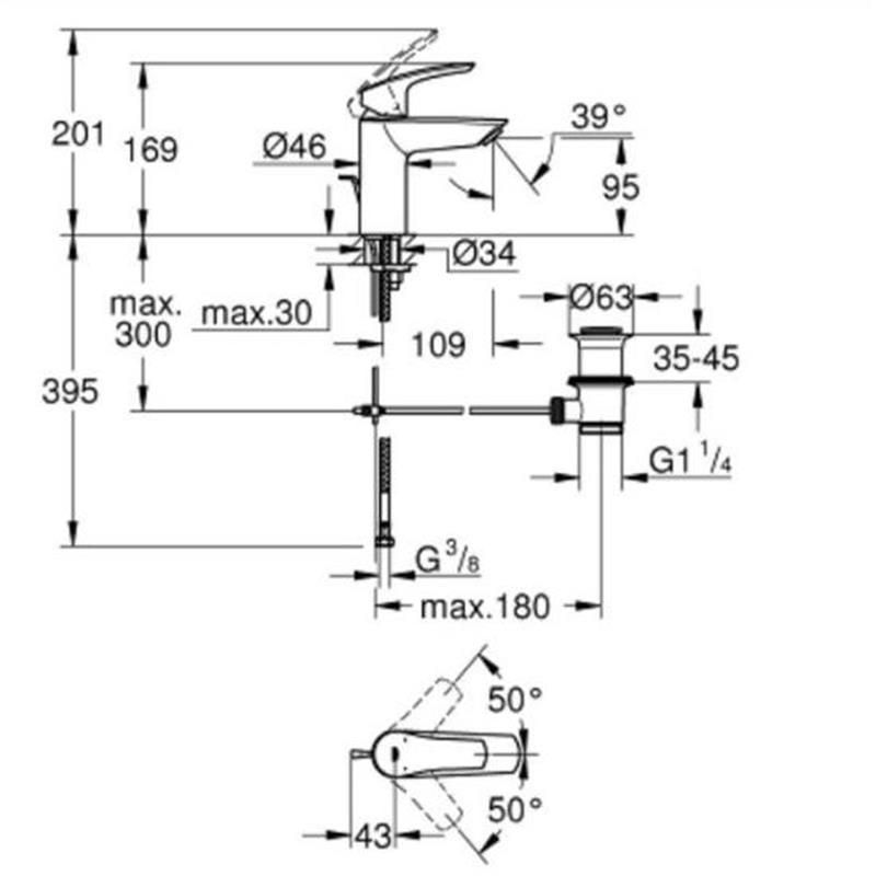 GROHE EUROSMART TEK KUMANDALI LAVABO BATARYASI