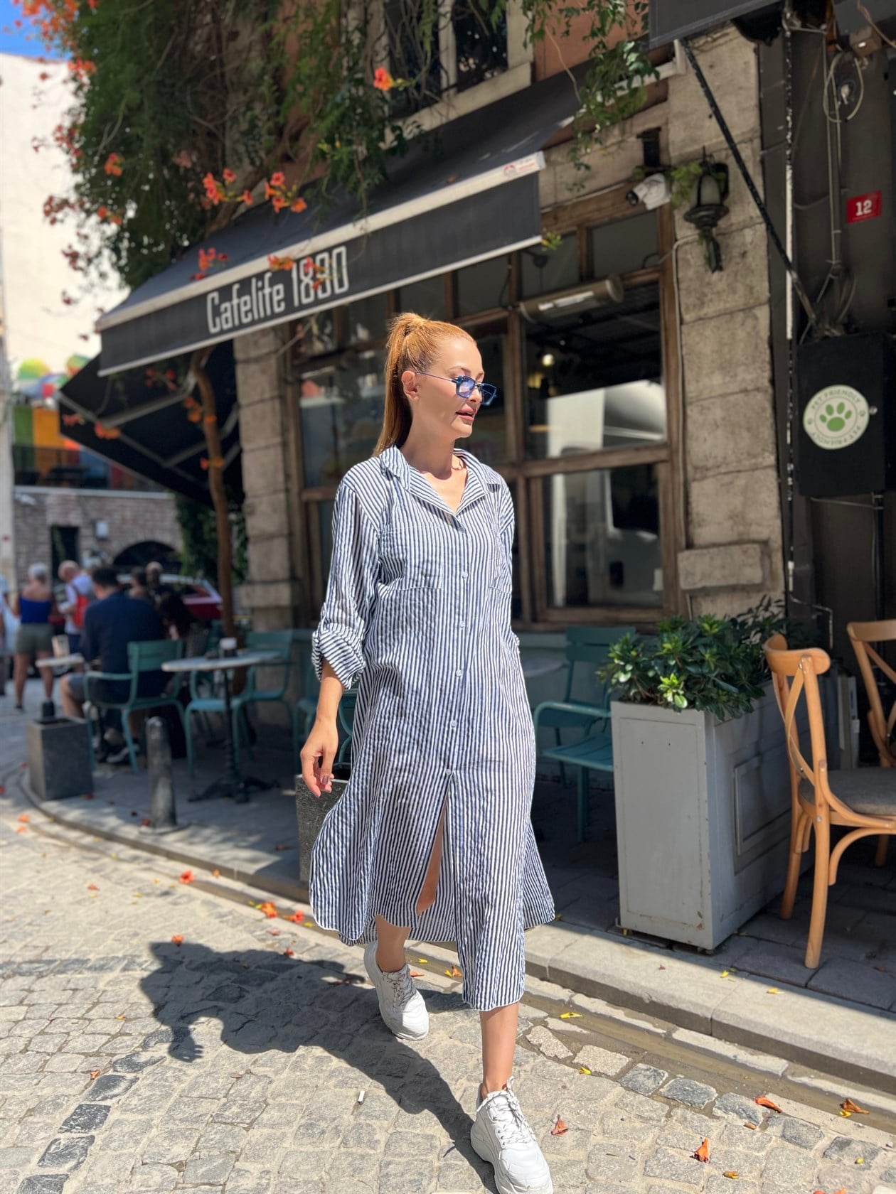 0166 ÇİZLİLİ GÖMLEK ELBİSE