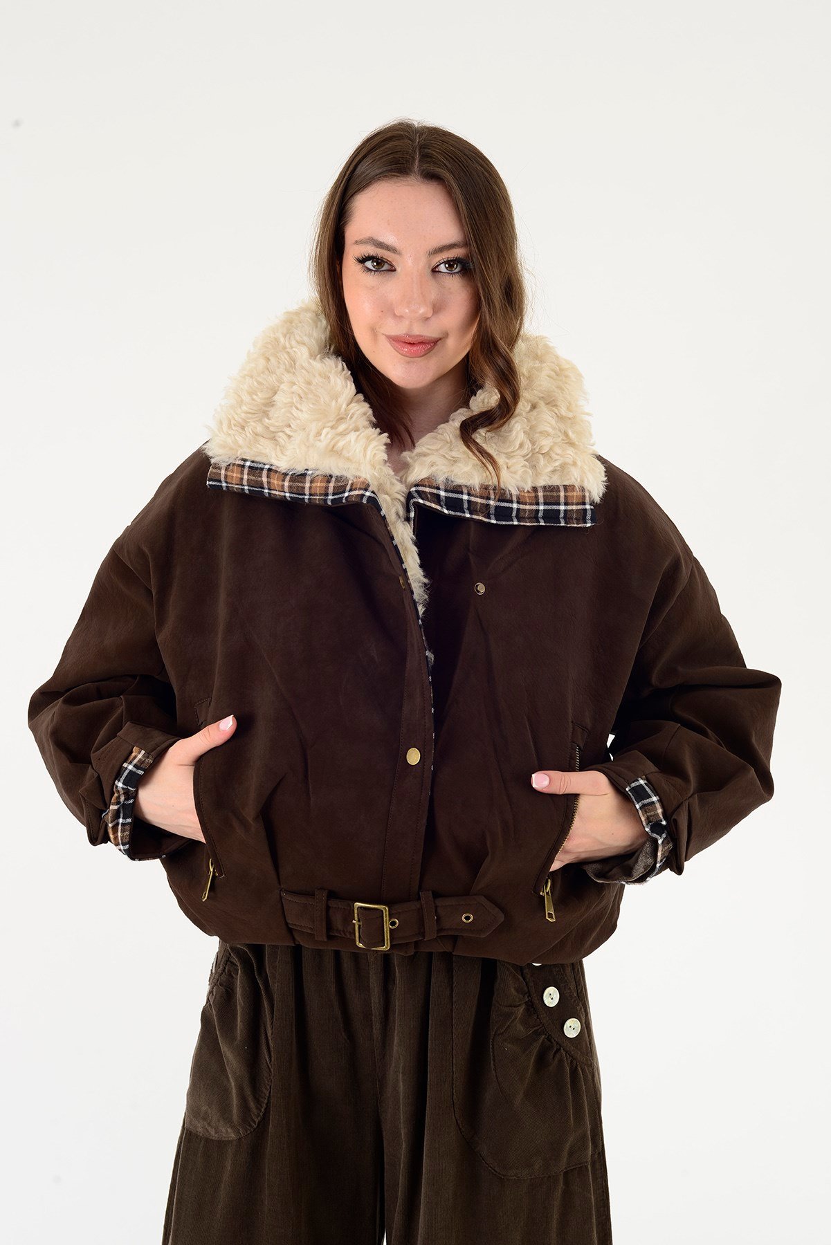 1023 EKOSE DETAYLI GABARDİN MONT