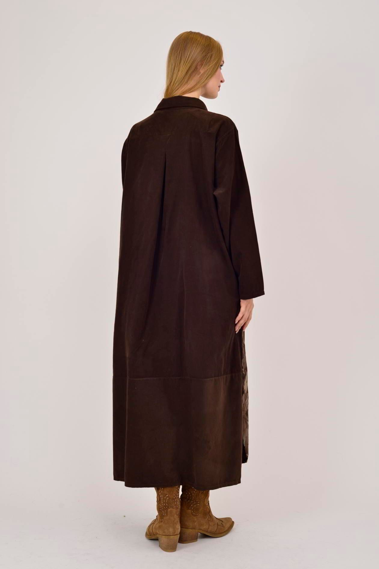 10974 LOVA ÇİÇEK DESENLİ FİTİLLİ GÖMLEK ELBİSE