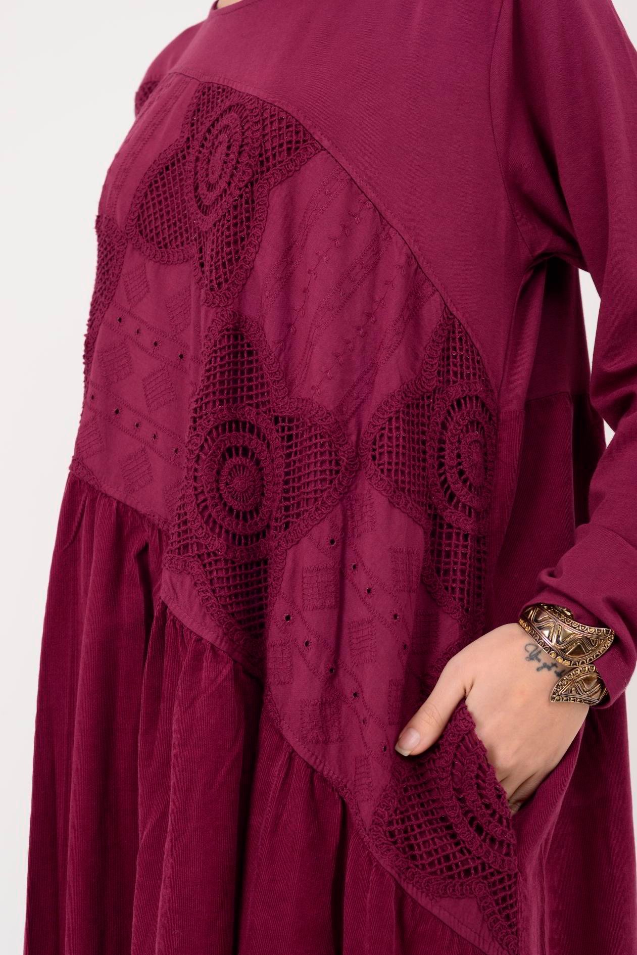 11081 LOVA FİSTO DETAYLI ELBİSE