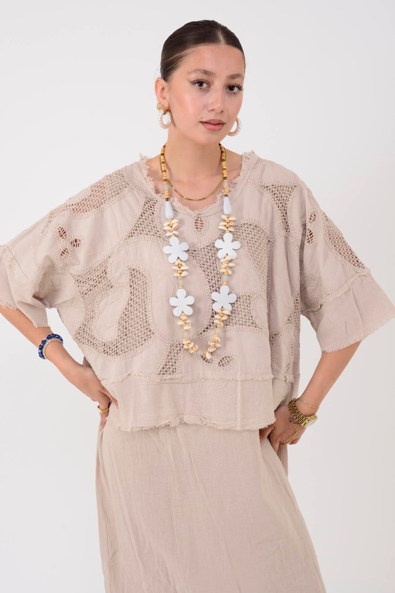 11197 LOVA AJUR İŞLEME DETAYLI DUAL ELBİSE