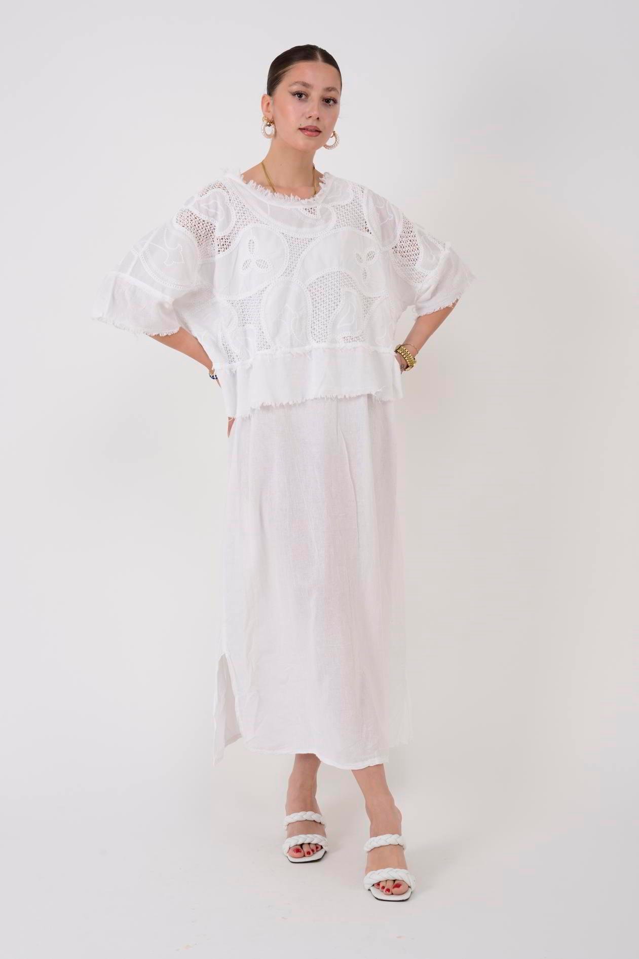 11197 LOVA AJUR İŞLEME DETAYLI DUAL ELBİSE