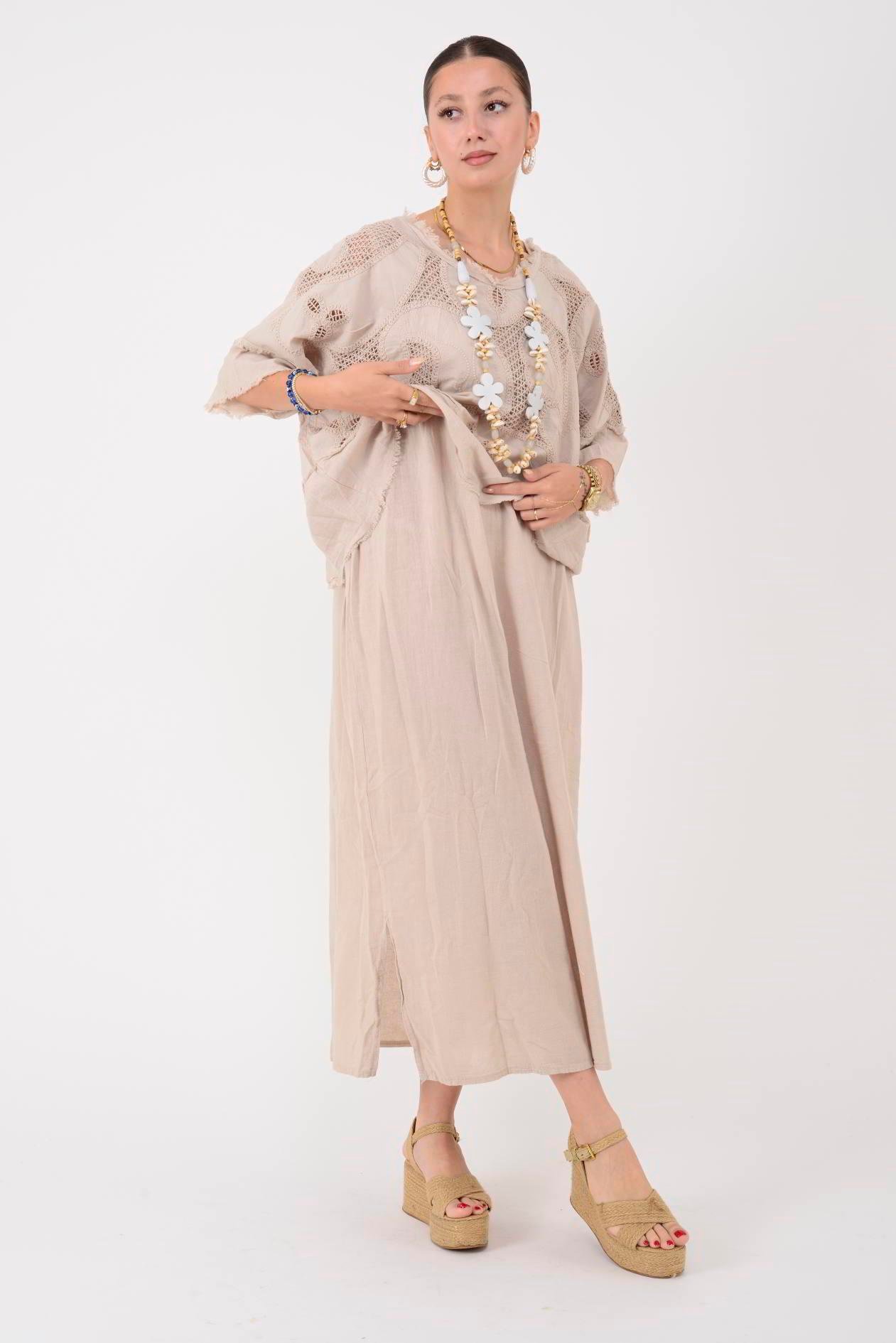 11197 LOVA AJUR İŞLEME DETAYLI DUAL ELBİSE