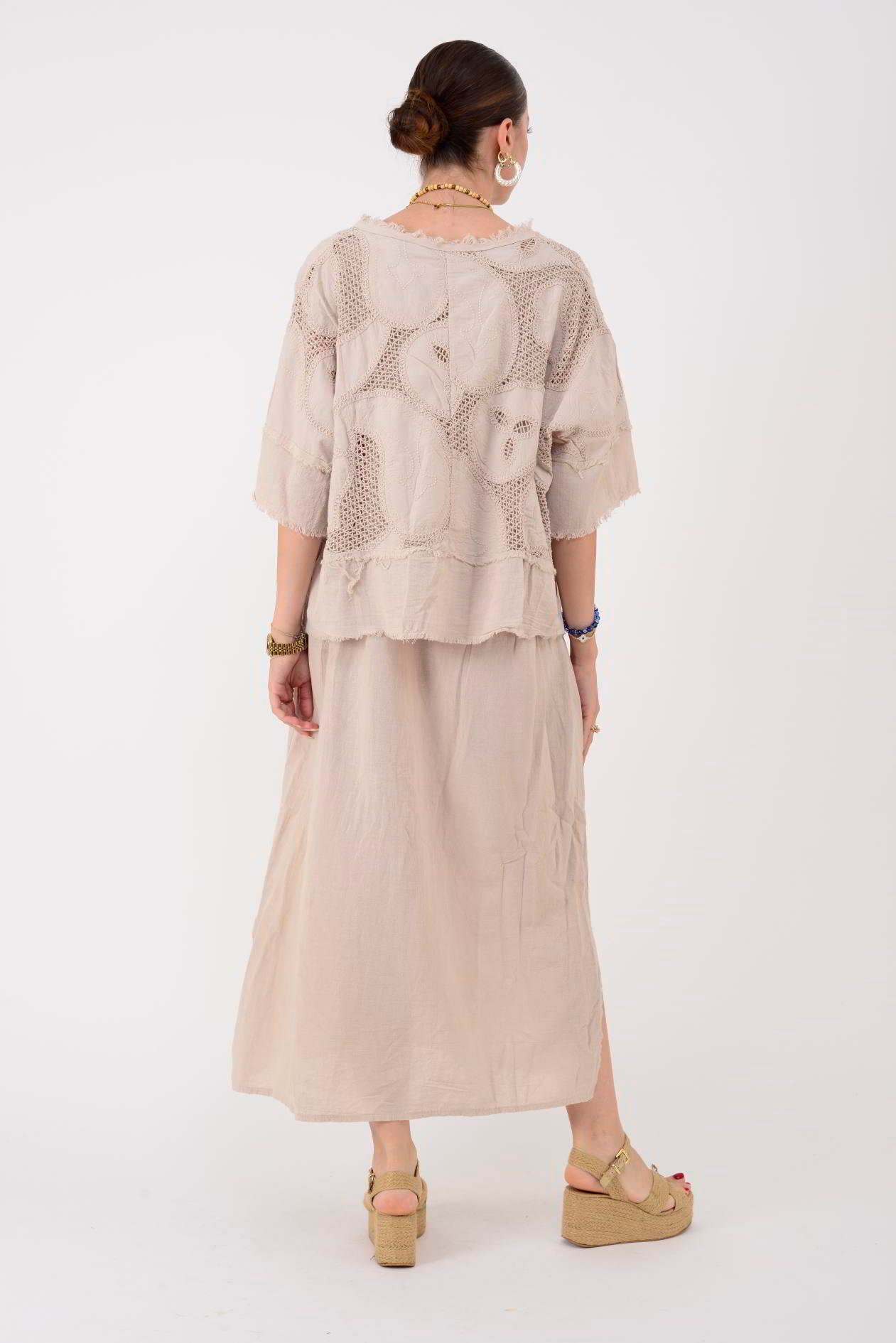 11197 LOVA AJUR İŞLEME DETAYLI DUAL ELBİSE