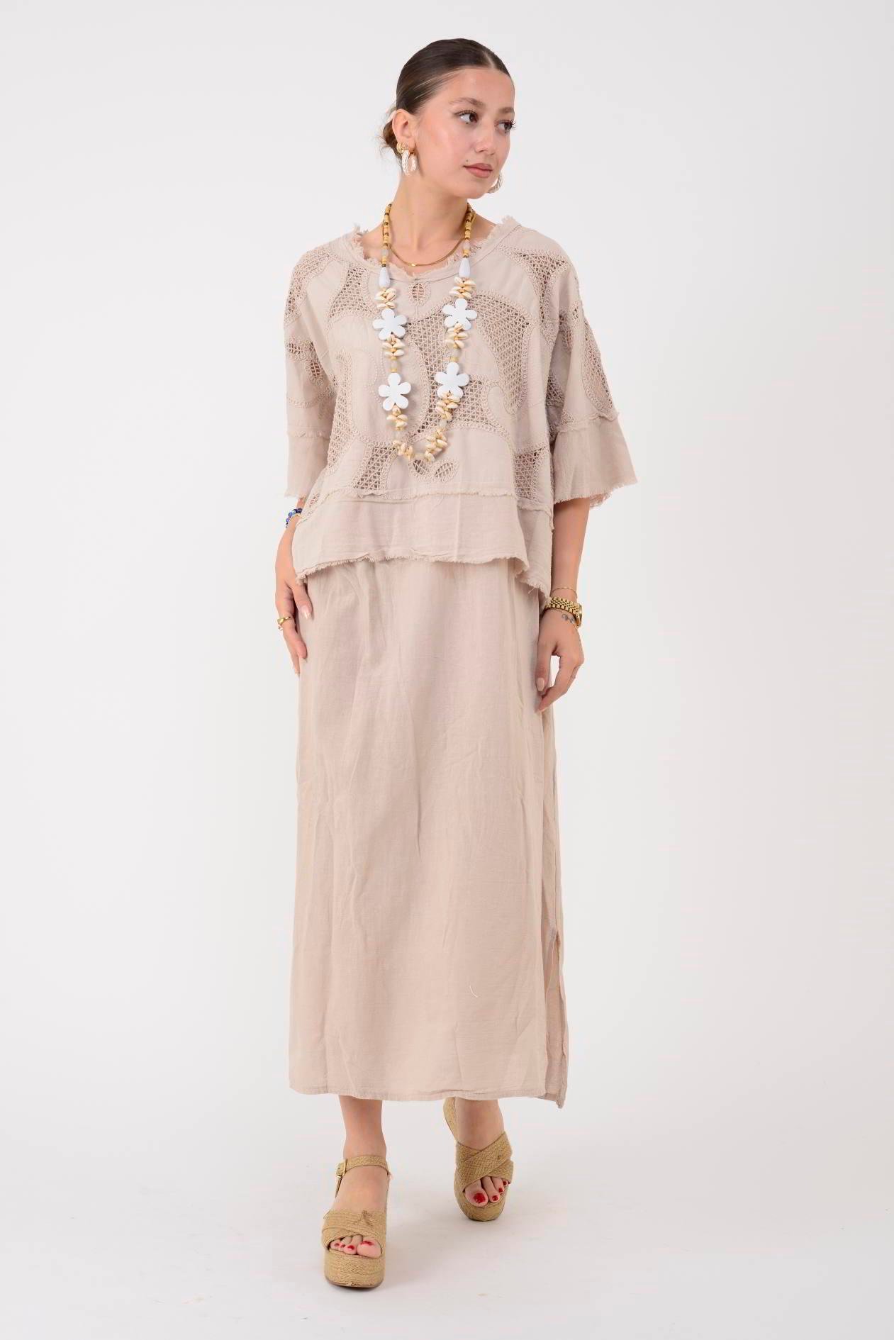 11197 LOVA AJUR İŞLEME DETAYLI DUAL ELBİSE