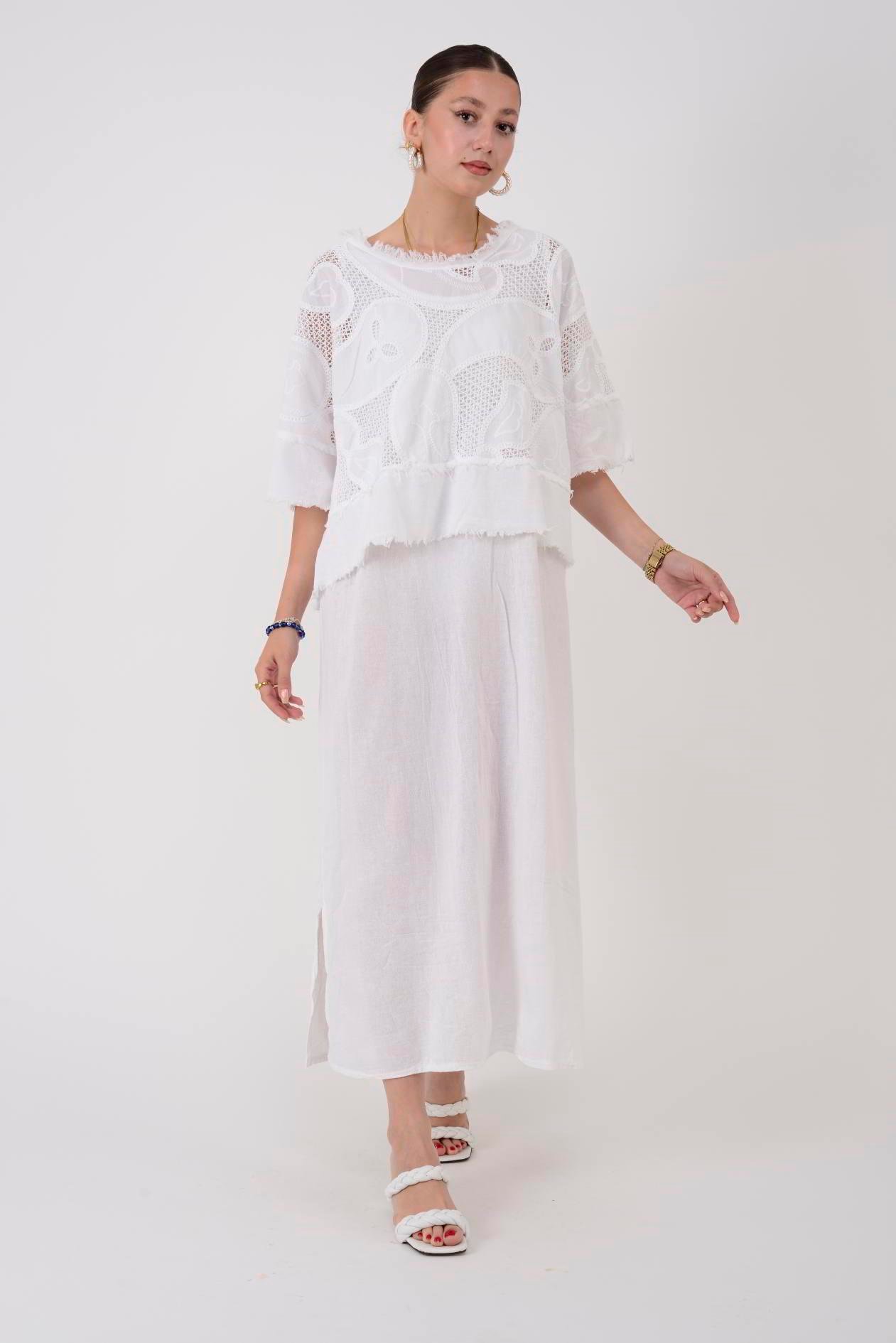 11197 LOVA AJUR İŞLEME DETAYLI DUAL ELBİSE