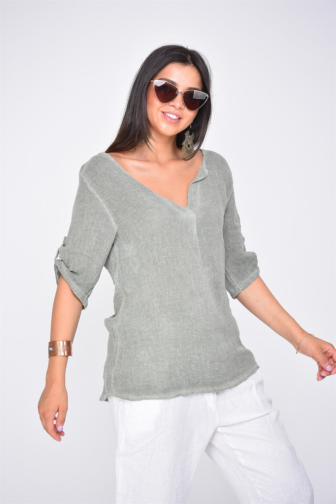 11263G SIRT DETAYLI COTON BLUZ