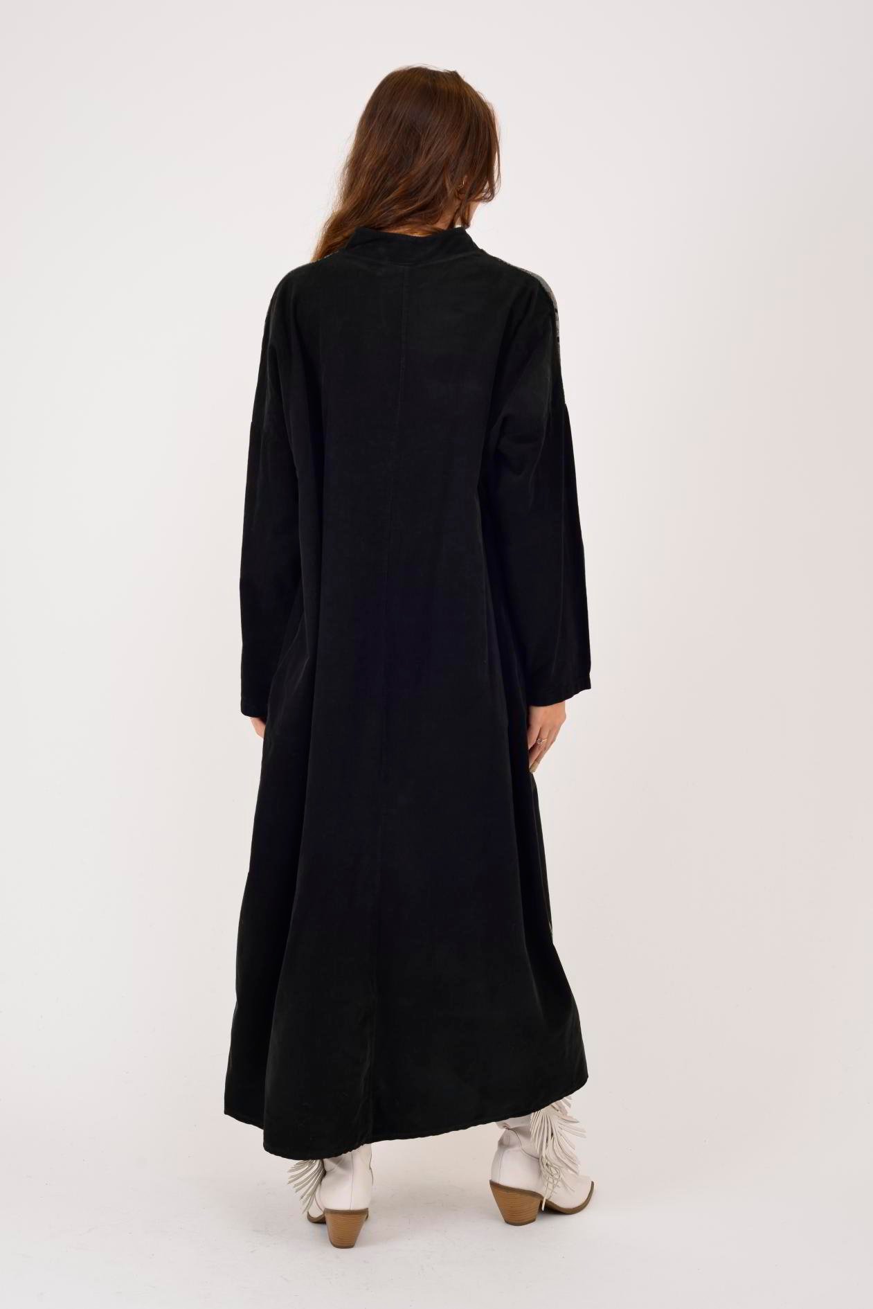 11477 LOVA ÇİÇEK DESEN FİTİLLİ KADİFE ELBİSE