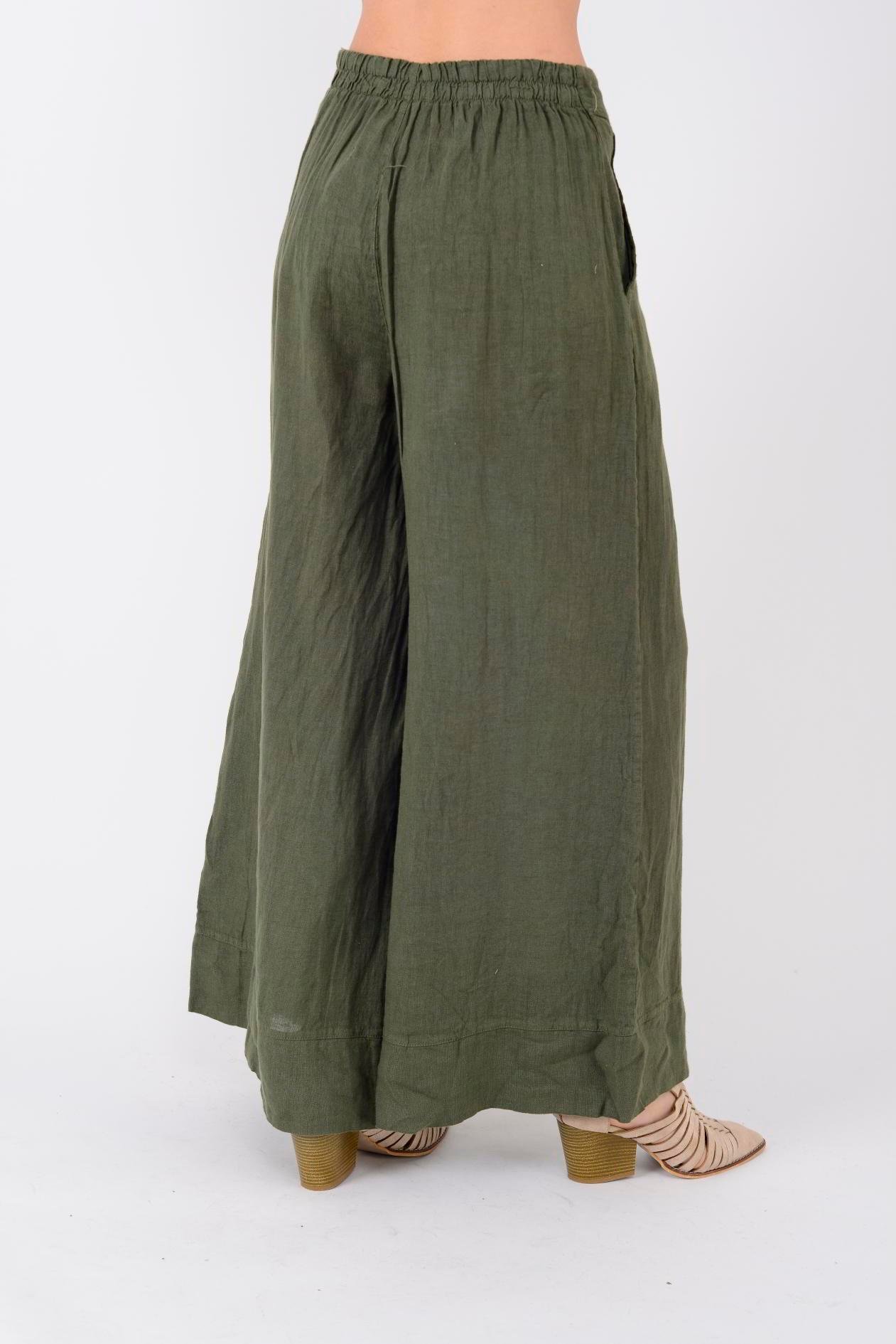 12786 PİLE DETAYLI KETEN PANTOLON